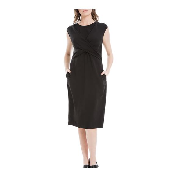 Max Studio dress cap sleeve front detailed black Small S - Picture 1 of 6
